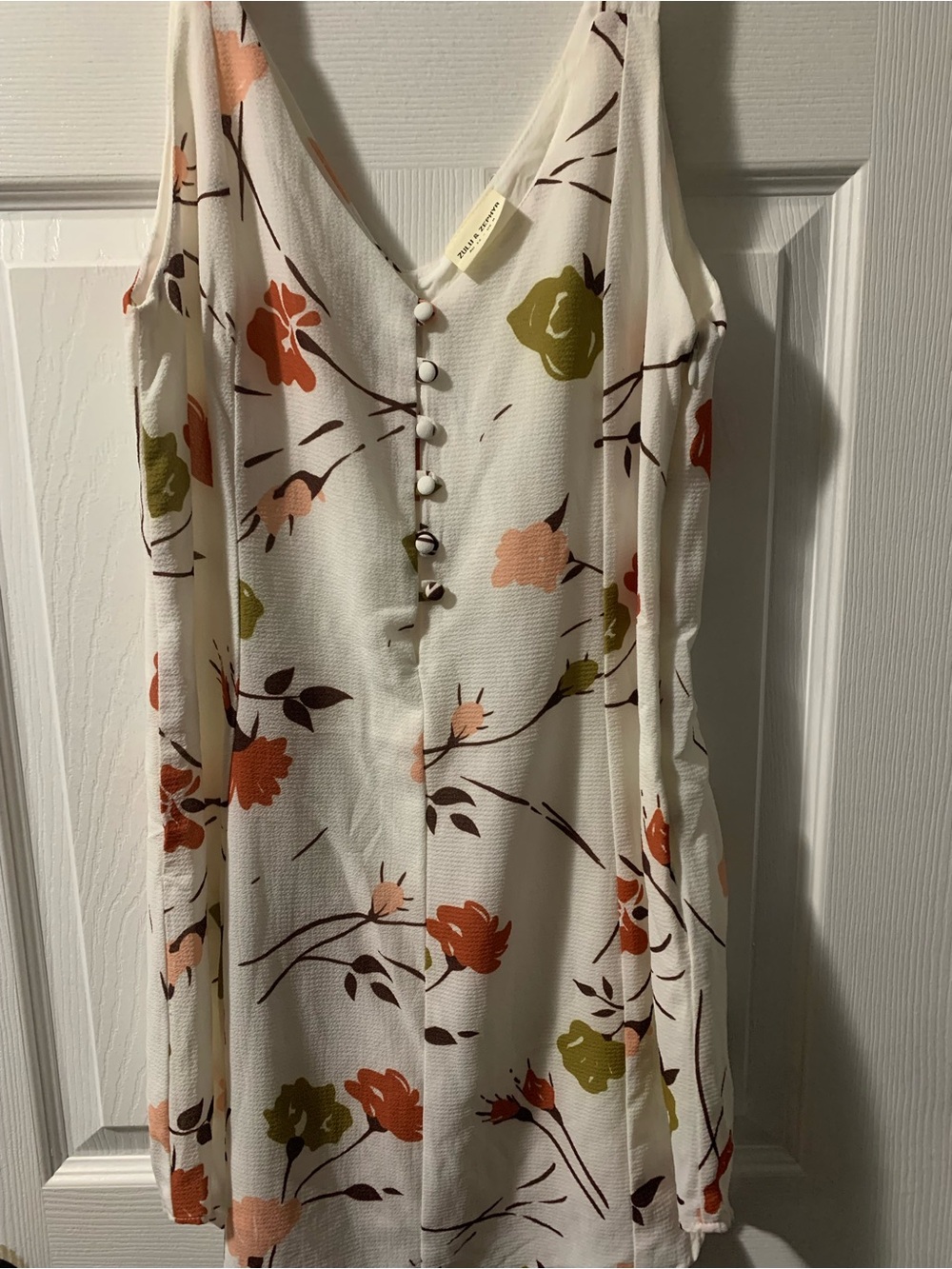 Zulu & Zephyr Cream Floral Button-Front Mini Dress